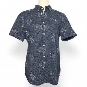 💜 John Varvatos USA Skull Pattern Polka Dot Short Sleeve Button Down (S)
